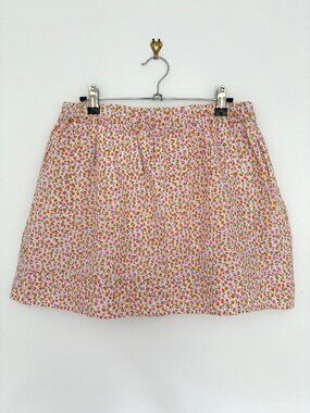 NWT J. Crew Orange and Pink Floral Cotton Mini Skirt Women's Small